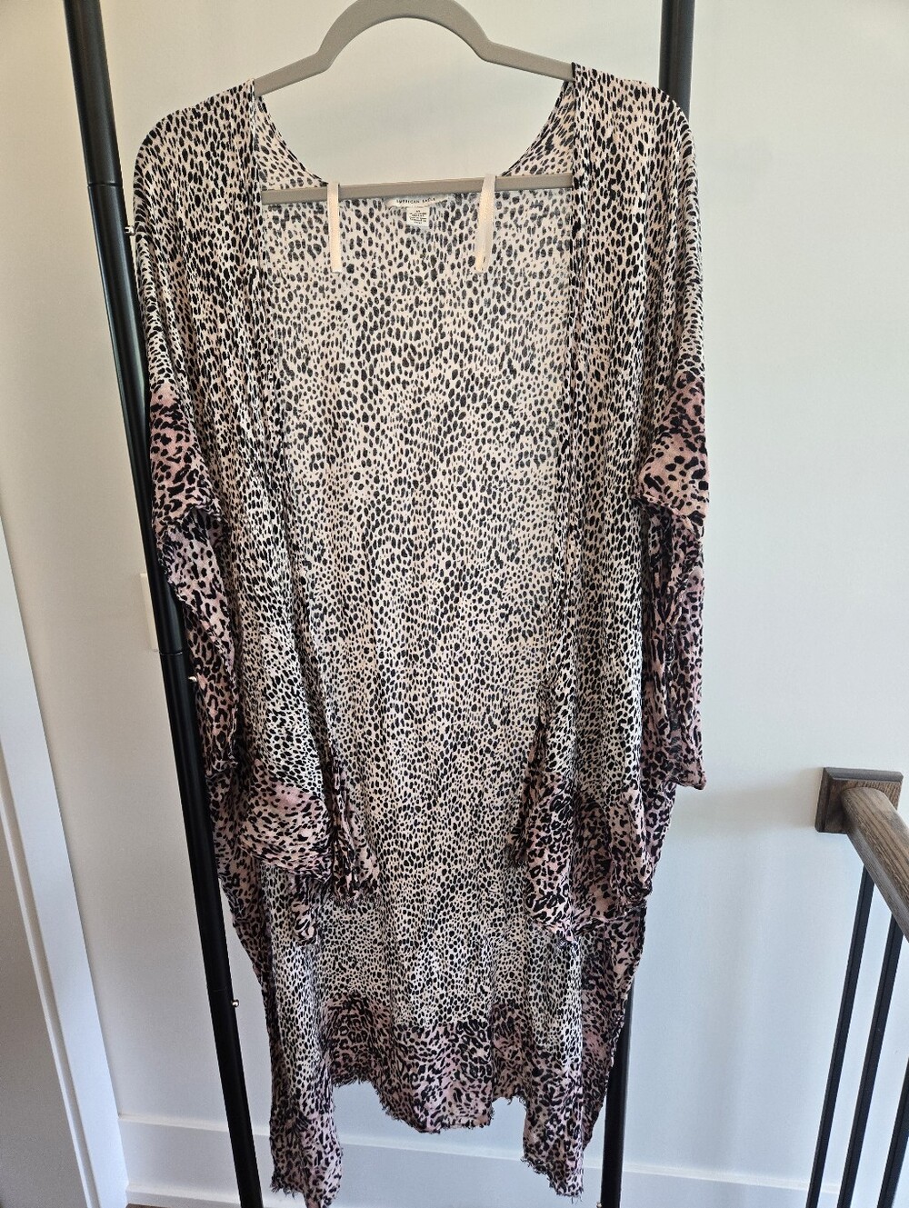 American Eagle Leopard Print Kimono Cover Up One Size BeigePink Boho Lightweight